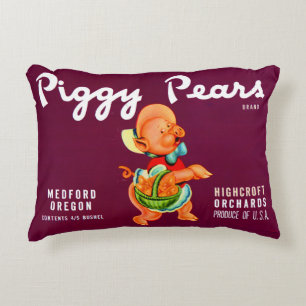 1940s Biggetjes Peren fruitkist label afdruk Accent Kussen