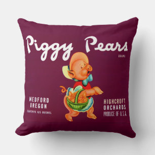 1940s Biggetjes Peren fruitkist label afdruk Kussen