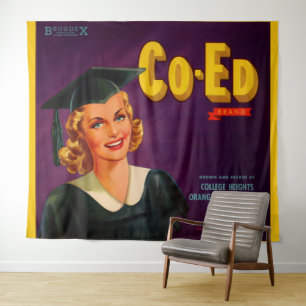 1940s Co-Ed Brand citrus crate print Wandkleed