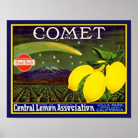 1940's Comet Lemon Fruit Crate Label Poster (Voorkant)
