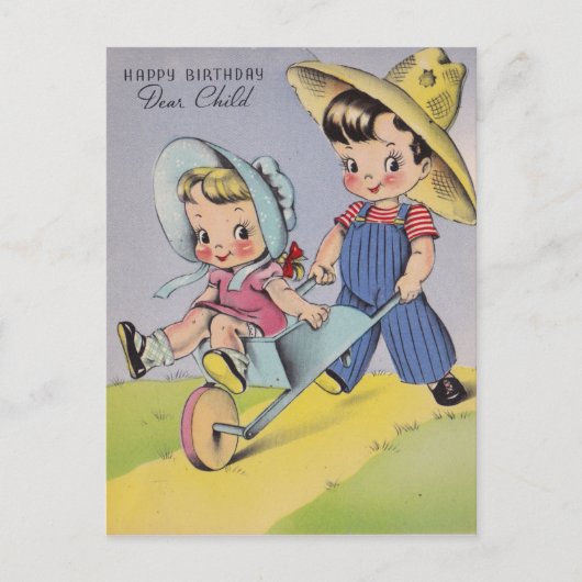  1940s Happy Birthday Beste kind Briefkaart (Voorkant)