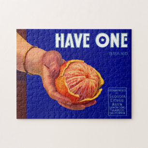 1940s Heb één sinaasappelkratlabel Legpuzzel