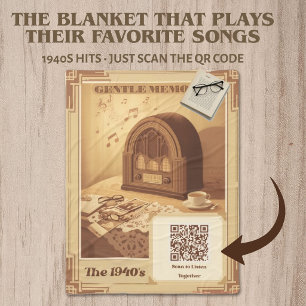 1940s Muziektherapie Dekbed   QR Code 40s Hits Fleece Deken