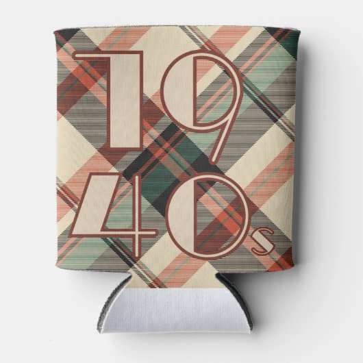 1940s Plaid Sticker Blikjeskoeler (Voorkant)