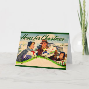 1940s Thuis voor Kerstmis Feestdagen Kaart
