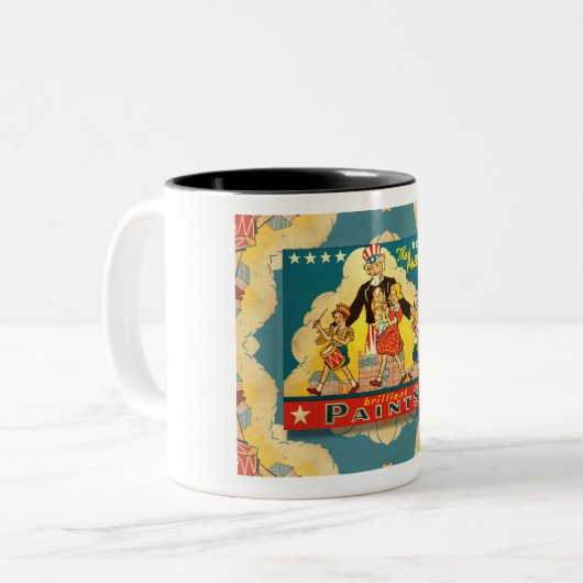 1940s UNCLE SAM PAINT TIN Coffee Mok (Voorkant links)