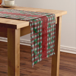 1940s Xmas Gingham 14 "x 72" Korte Tafelloper