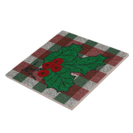 1940s Xmas Gingham 6 "x 6" Tegeltje
