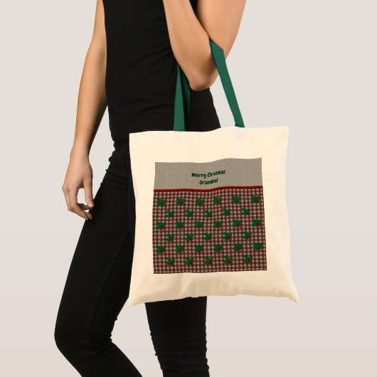 1940s Xmas Gingham - Gepersonaliseerd budget Tote Bag (Voorkant (product))