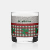 1940s Xmas Gingham - Gepersonaliseerd Whisky Glas (Achterkant)
