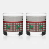 1940s Xmas Gingham - Gepersonaliseerde set van 2 Whisky Glas (Rechts)