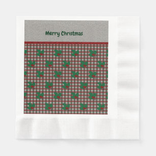 1940s Xmas Gingham Papieren servetten