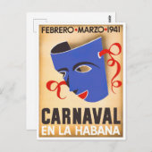1941 Havana Carnival vintage briefkaart (Voorkant / Achterkant)
