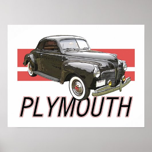 1941 Plymouth coupe met afbeelding en tekst. Poster (Voorkant)