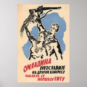 1941 Propagandaposter Joegoslavië De jeugd zwoer Poster
