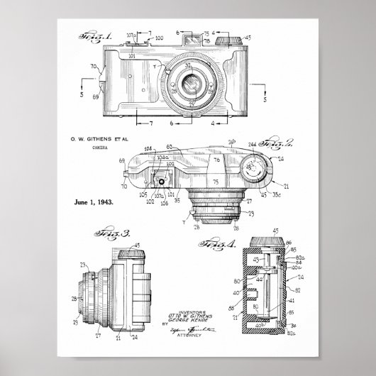 1943 kunsttekenafdrukken voor camera's poster (Voorkant)
