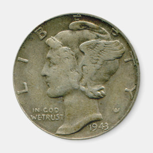 1943 US Mercurius dime obverse magnet Magneet
