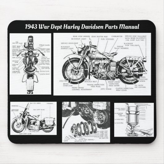 1943 War Dept Harley Davidson onderdelenhandleidin Muismat (Voorkant)