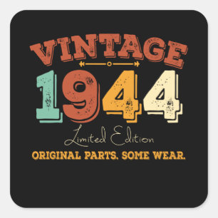 1944 Originele Delen Funny Birthday Gift Vierkante Sticker