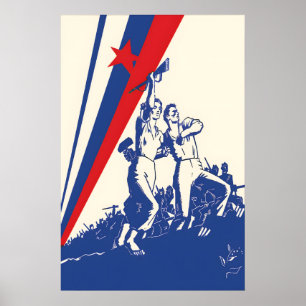 1945 Poster Joegoslavië Partizanski Arbeiders en