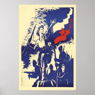 1945 Poster SFR Joegoslavië Partizanen Josip Broz