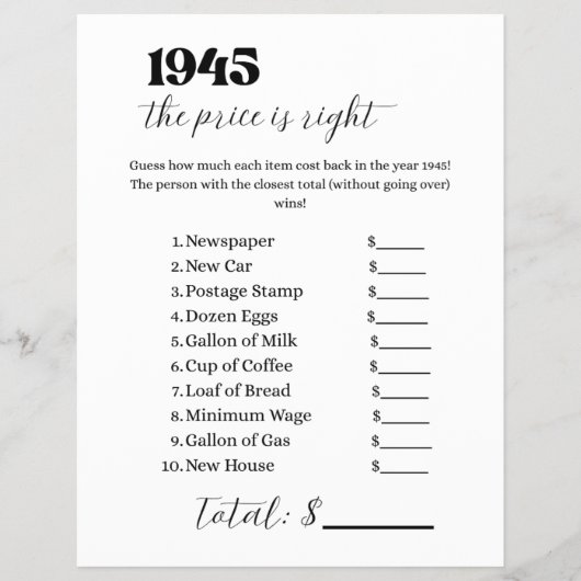 1945 Price is Right Game Flyer (Voorkant)