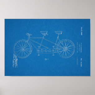 1945 Schwinn Bicycle Patent Blueprint Art Poster