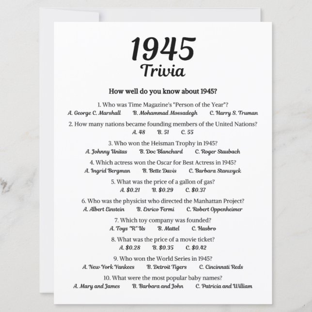 1945 Trivia spel (Voorkant)