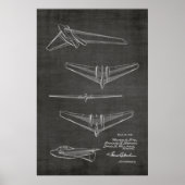 1946 Concept Jet Airplane Patent Art Drawing Print (Voorkant)