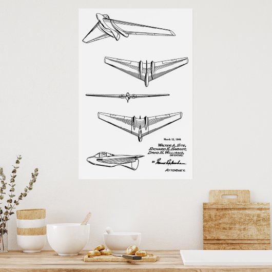 1946 Concept Jet Airplane Patent Art Drawing Print (Keuken)