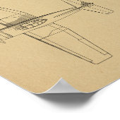 1946 kunsttekening van vliegtuigpatenten poster (Hoek)