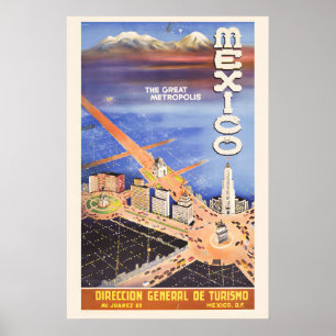 1946 Mexico De Grote Metropool Vintage Stijl Poster
