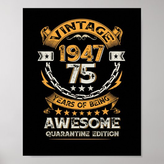  1947 75e verjaardag 75 jaar oud poster (Voorkant)