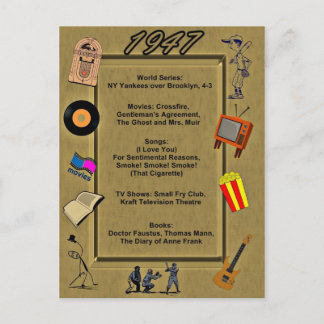 1947 Great Events Birthday Card Briefkaart