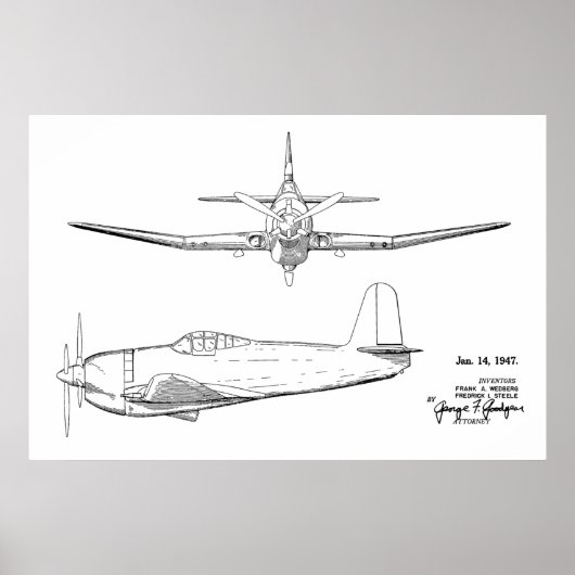 1947  tekenkunst voor vliegtuigpatenten poster (Voorkant)