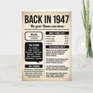 1947 Toentertijd, Leuke Feiten Verjaardagskaart Kaart