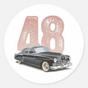 1948 Cadillac Coupe: Zwarte klassieke auto Ronde Sticker