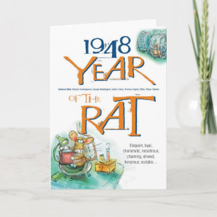 1948 Chinese Zodiac Rat Grappige Verjaardag Kaart