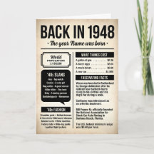 1948 Verjaardagskaart met leuke weetjes uit vervlo