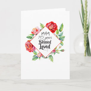 1949 70e verjaardag Vrouw - Aquarel Rozen Custom Kaart