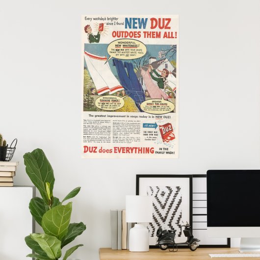 1949 Duz wasmiddel ad hoc Poster (Thuiskantoor)