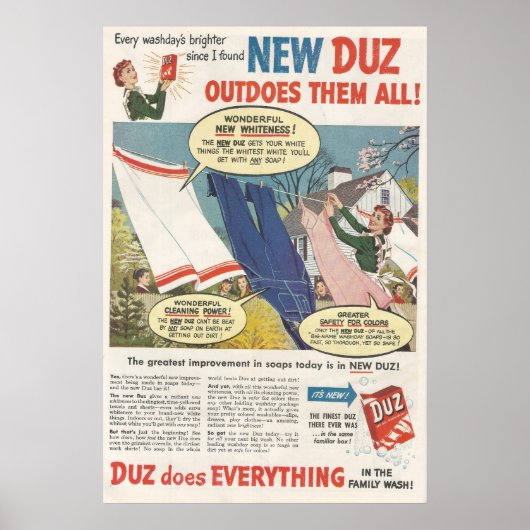 1949 Duz wasmiddel ad hoc Poster (Voorkant)
