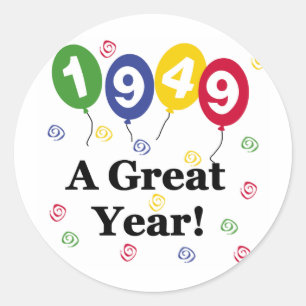 1949: een grote jaardag ronde sticker
