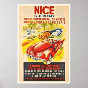 1949 Grote Prijs van Nice Franse Automobiel Circui Poster