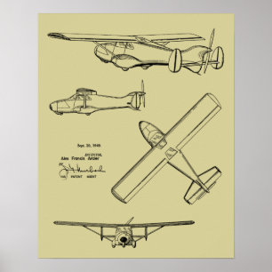 1949 Kunsttekening van het type "Rear Prop"-vliegt Poster