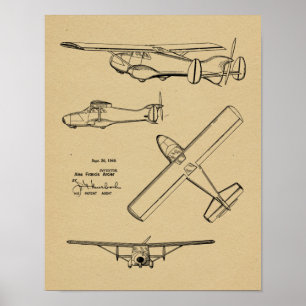 1949 Kunsttekening van het type "Rear Prop"-vliegt Poster