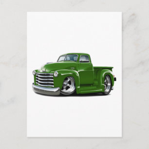 1950-52 Chevy Green Truck Briefkaart