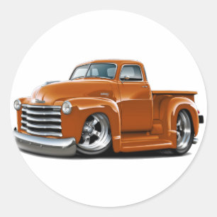1950-52 Chevy Oranje Truck Ronde Sticker