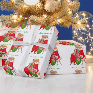 1950 Antiek Koppel met Kerstcadeau Zak Cadeaupapier
