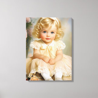 1950 Baby meisje portret Canvas Afdruk